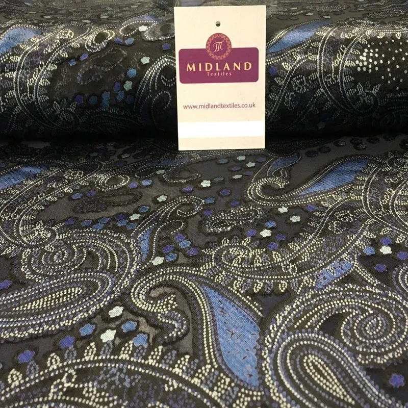Paisley Printed Burnout Satin Devoré Braso Chiffon fabric 58" Wide MA1028 Mtex