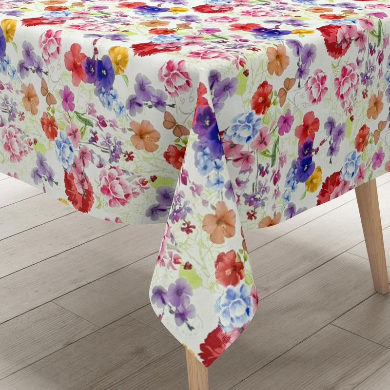 Wachstuch Tischdecke M19318 bunte Blumenwiese Blüten Sommer eckig rund oval
