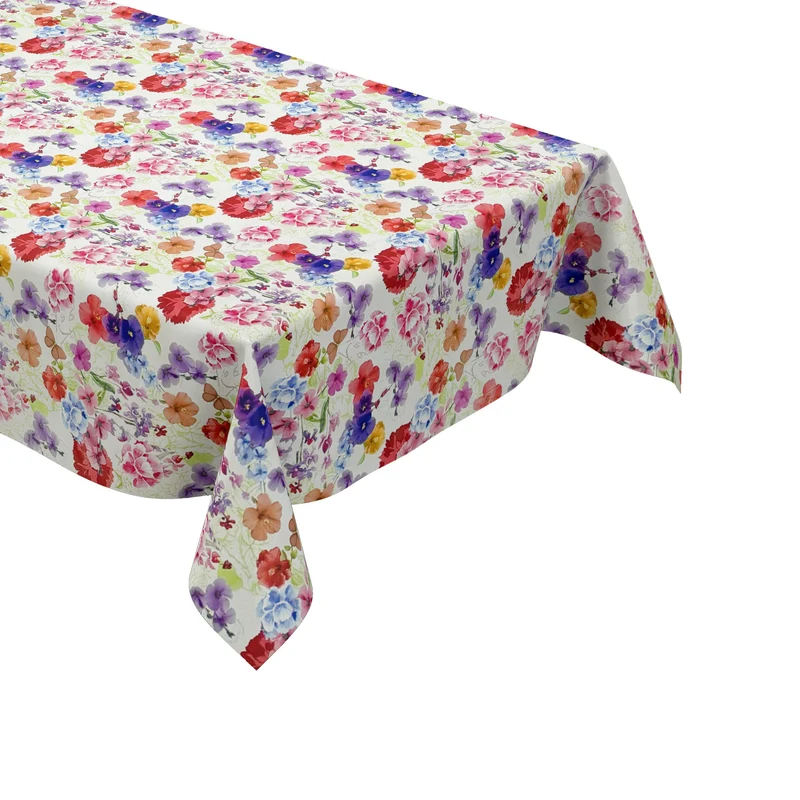 Wachstuch Tischdecke M19318 bunte Blumenwiese Blüten Sommer eckig rund oval