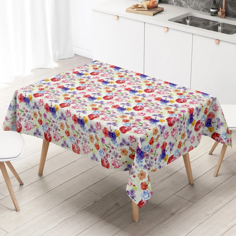Wachstuch Tischdecke M19318 bunte Blumenwiese Blüten Sommer eckig rund oval