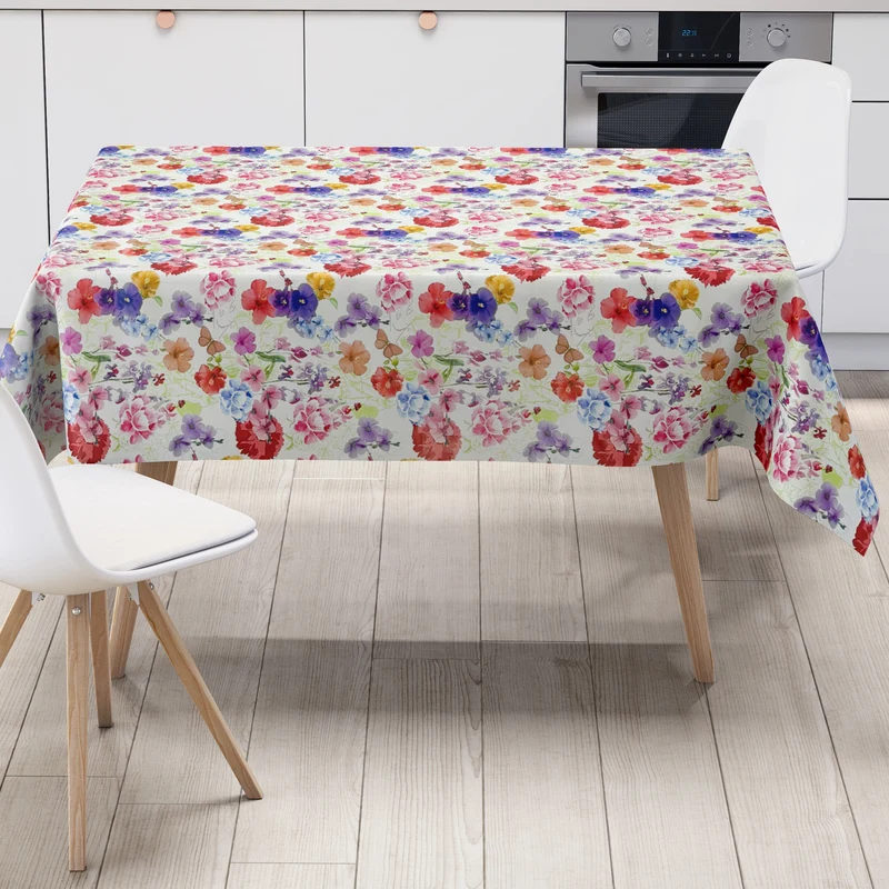 Wachstuch Tischdecke M19318 bunte Blumenwiese Blüten Sommer eckig rund oval