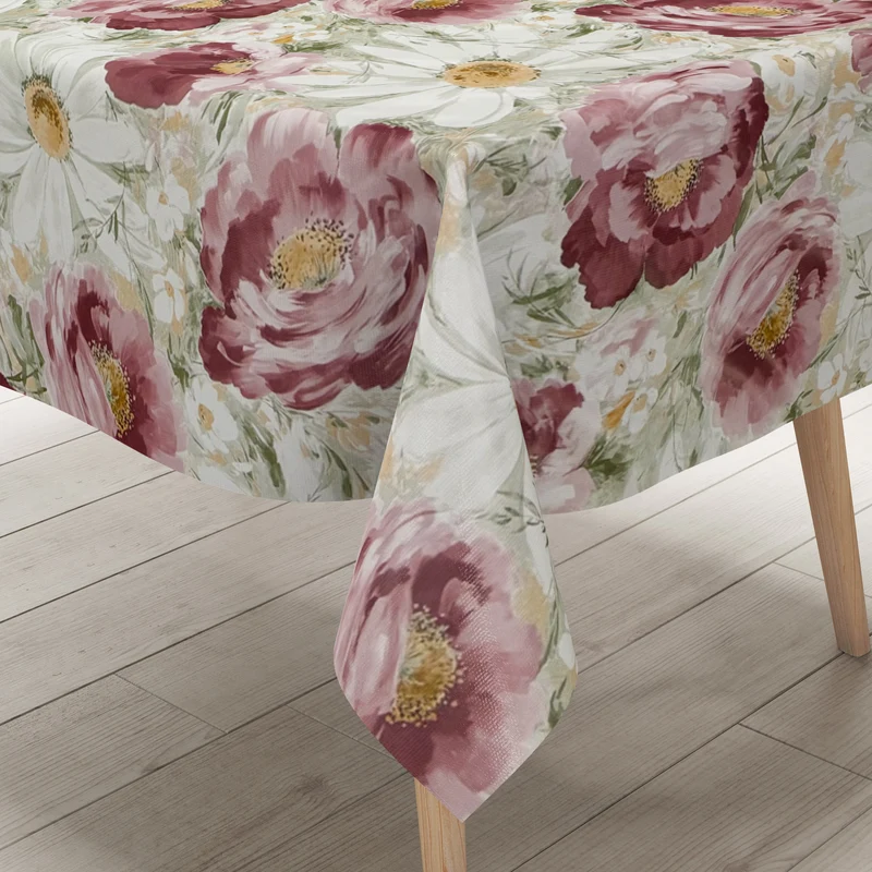 Wachstuch Tischdecke M19160 Mohnblumen Margeriten eckig rund oval