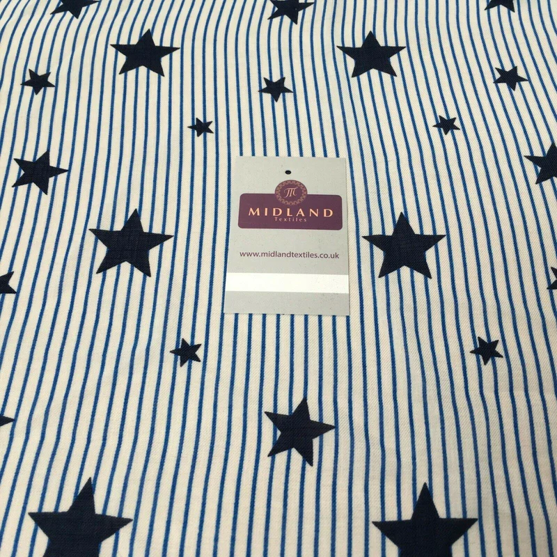 Navy Blue & white Georgette crepe Linen effect dress Fabric 150cm wide MK1095-20