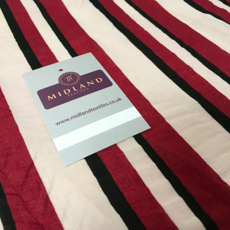 Maroon & Cream Georgette crepe Linen effect dress Fabric 150cm wide MK1095-14