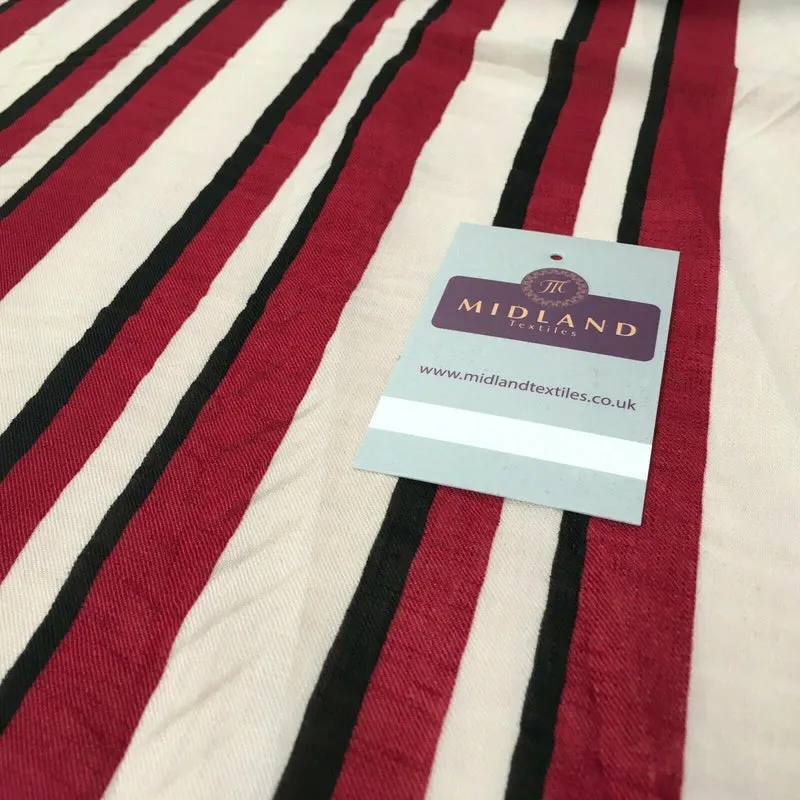 Maroon & Cream Georgette crepe Linen effect dress Fabric 150cm wide MK1095-14