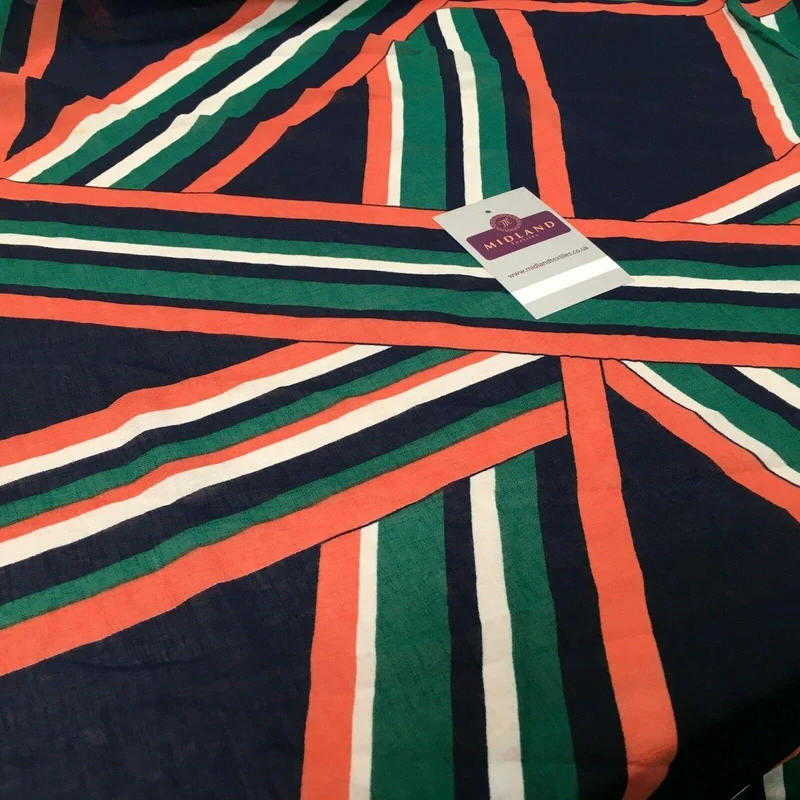 Navy and green Georgette crepe Linen effect dress Fabric 150cm wide MK1095-2