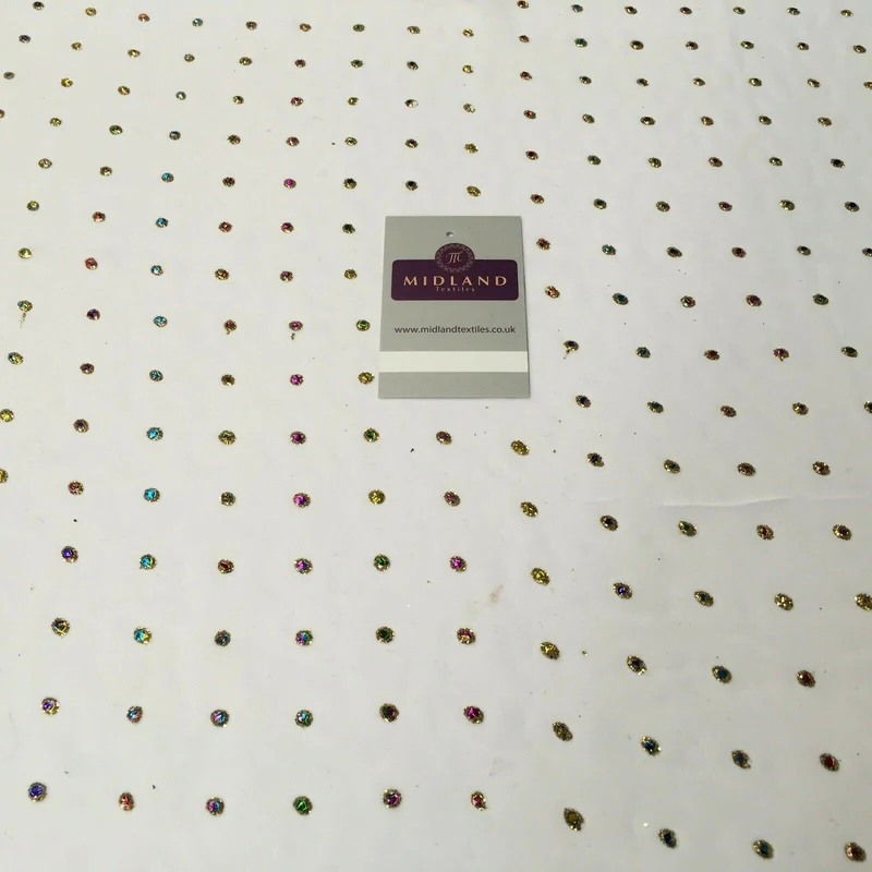 Multicoloured dew drop White chiffon fabric Fabric 140cm Wide MA1077 Mtex