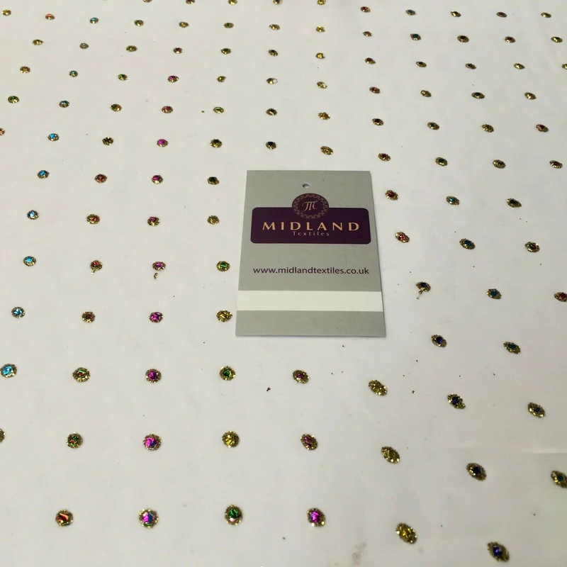 Multicoloured dew drop White chiffon fabric Fabric 140cm Wide MA1077 Mtex