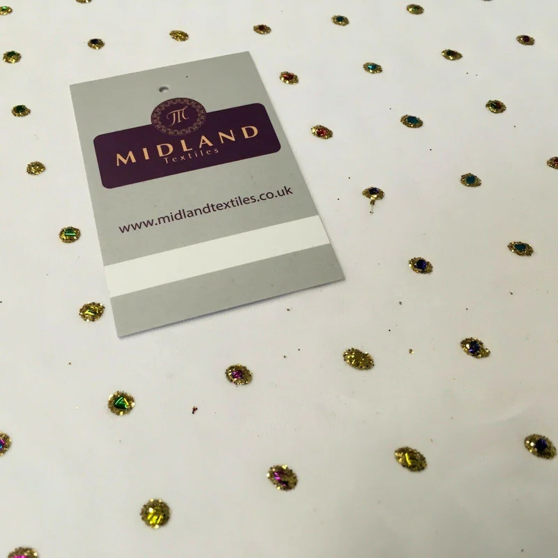 Multicoloured dew drop White chiffon fabric Fabric 140cm Wide MA1077 Mtex