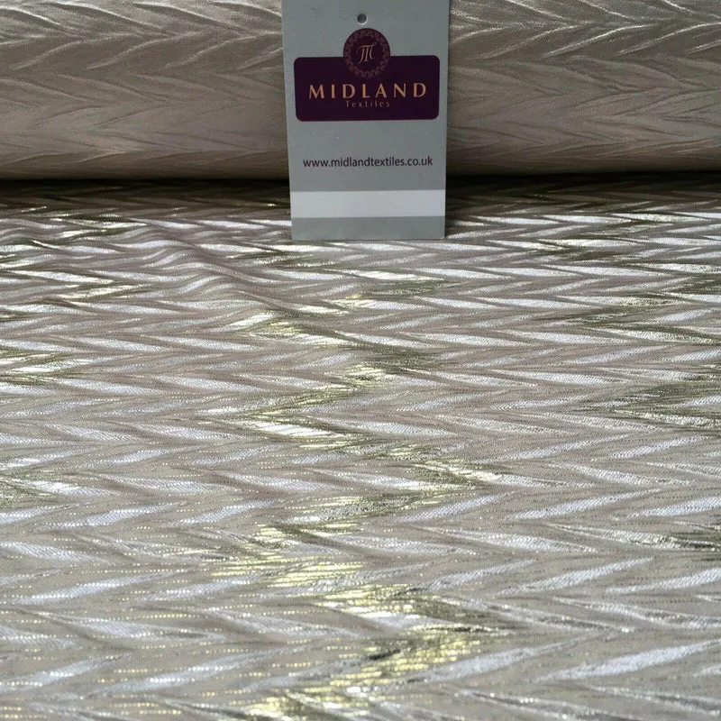 Pleated Crinkle Chevron metallic foil Zigzag Jersey Dance Fabric MH1066 Mtex