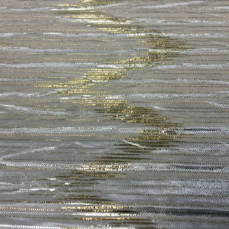 Pleated Crinkle Chevron metallic foil Zigzag Jersey Dance Fabric MH1066 Mtex