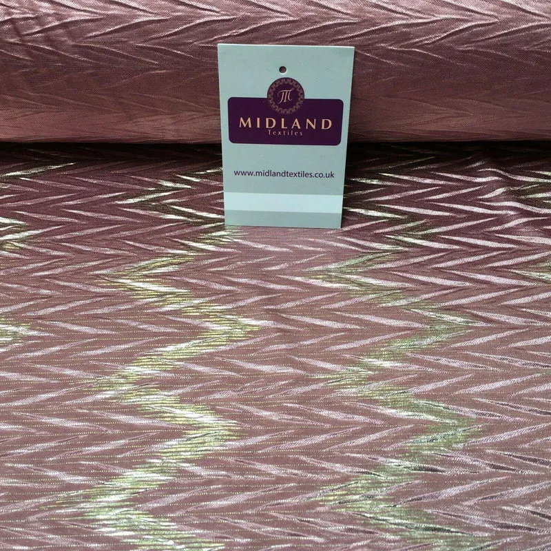 Pleated Crinkle Chevron metallic foil Zigzag Jersey Dance Fabric MH1066 Mtex