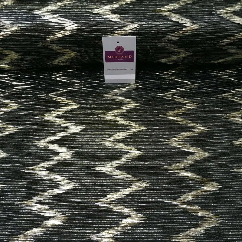 Pleated Crinkle Chevron metallic foil Zigzag Jersey Dance Fabric MH1066 Mtex