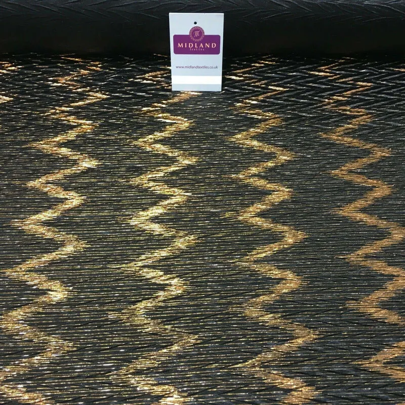 Pleated Crinkle Chevron metallic foil Zigzag Jersey Dance Fabric MH1066 Mtex