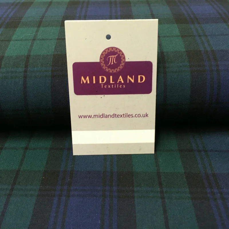 Flat Tartan Woven 100% Cotton Poplin ideal for clothing Fabric 147cm Wide MD1053