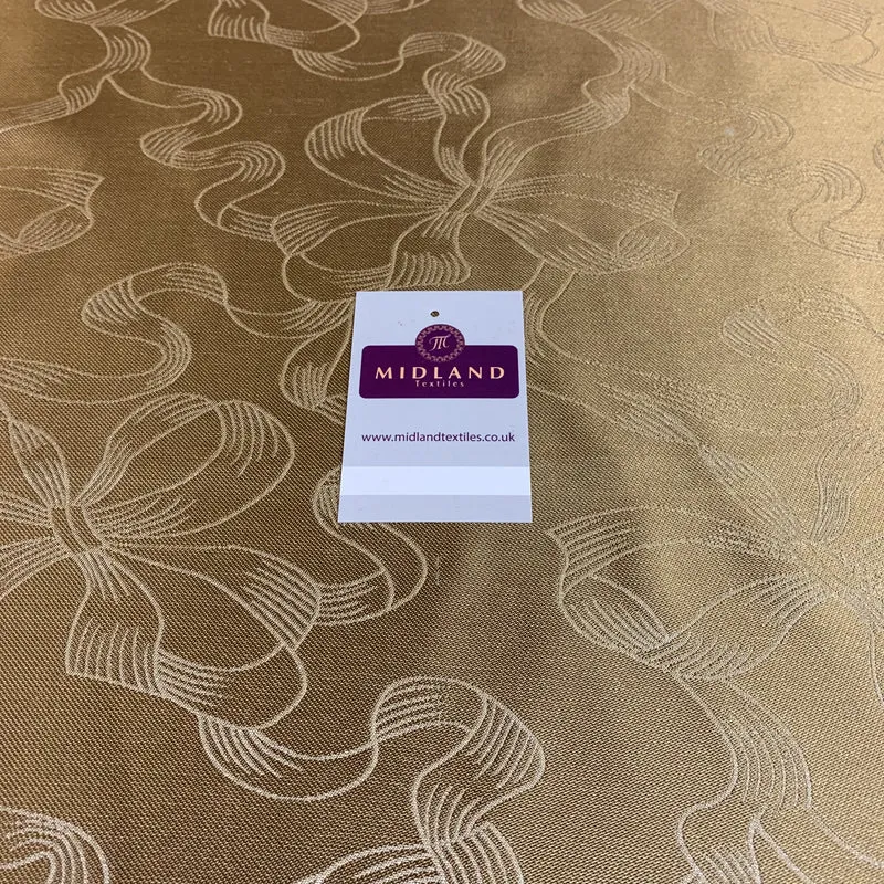 Gold Ribbon and Bow Metallic jacquard brocade Fabric 110cm Wide M395-27