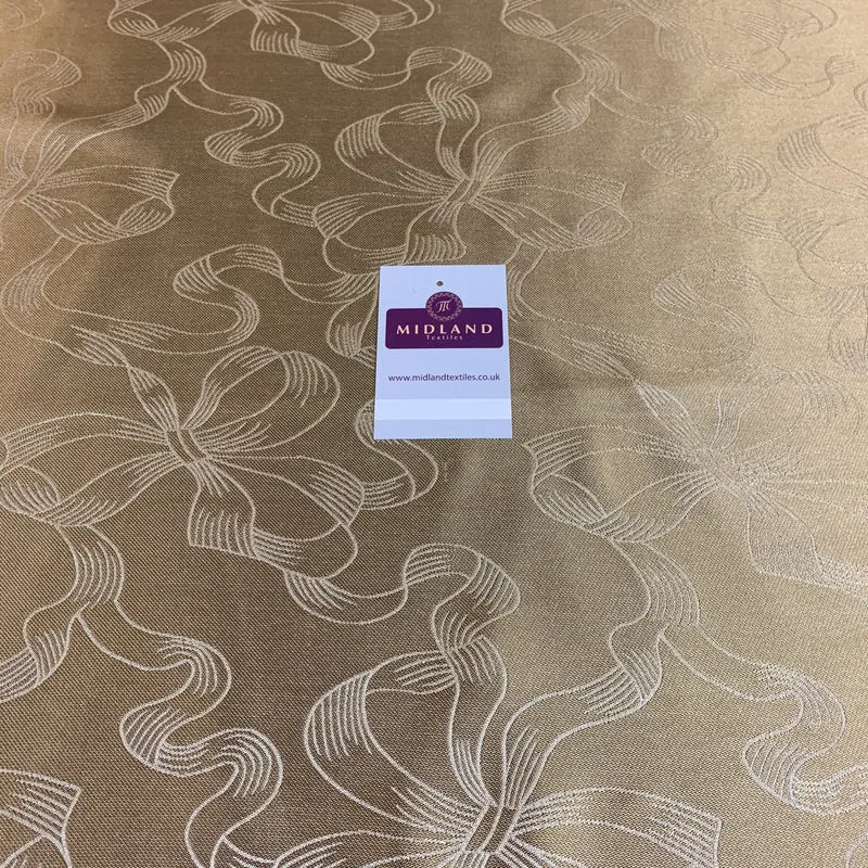 Gold Ribbon and Bow Metallic jacquard brocade Fabric 110cm Wide M395-27