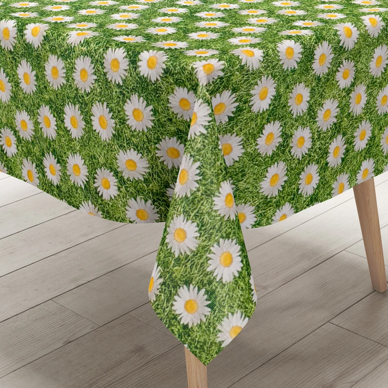 Wachstuch Tischdecke M19149 Gänseblümchen Blumenwiese eckig rund oval Meterware