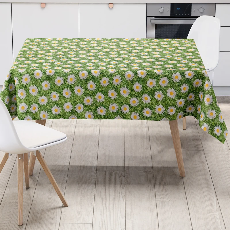 Wachstuch Tischdecke M19149 Gänseblümchen Blumenwiese eckig rund oval Meterware