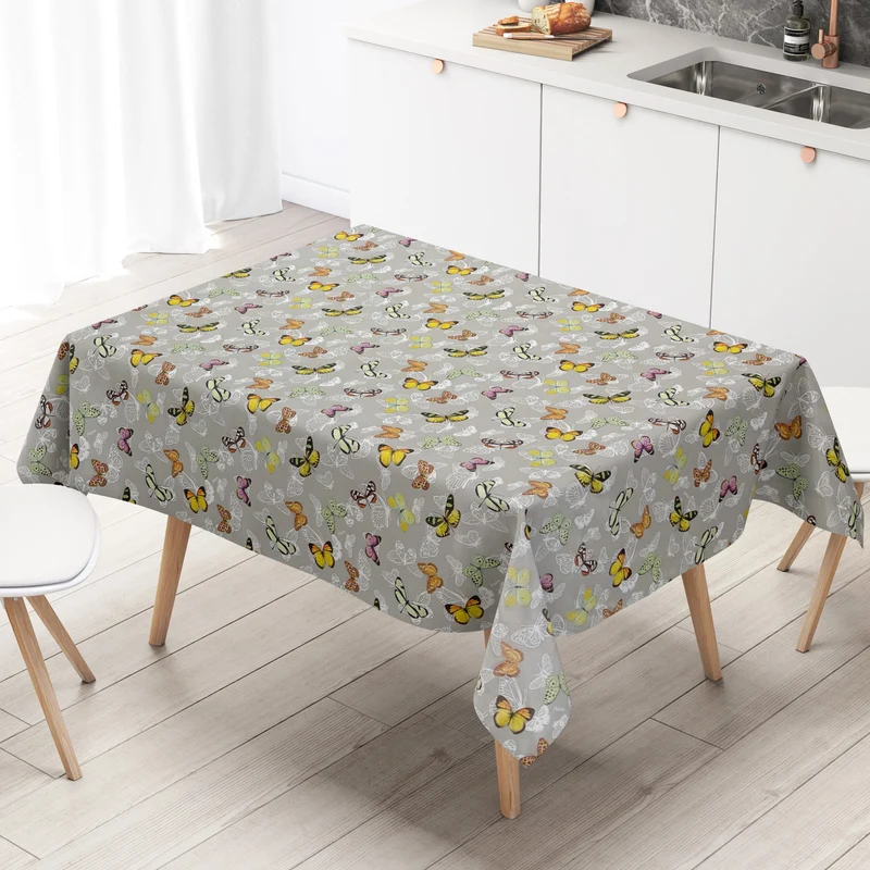 Wachstuch Tischdecke C146071 grau Schmetterlinge Butterfly eckig rund oval
