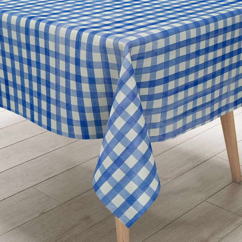 Wachstuch Tischdecke E102 blau kariert Karo Graham eckig rund oval Meterware