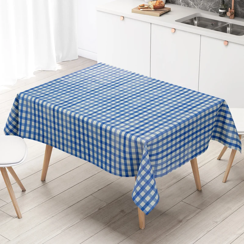 Wachstuch Tischdecke E102 blau kariert Karo Graham eckig rund oval Meterware