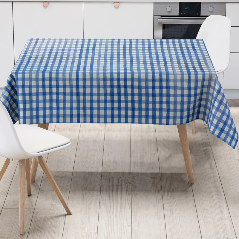 Wachstuch Tischdecke E102 blau kariert Karo Graham eckig rund oval Meterware