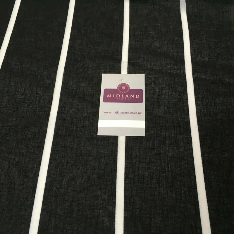 Black Stripped Georgette crepe Linen effect dress Fabric 150cm wide MK1095-10