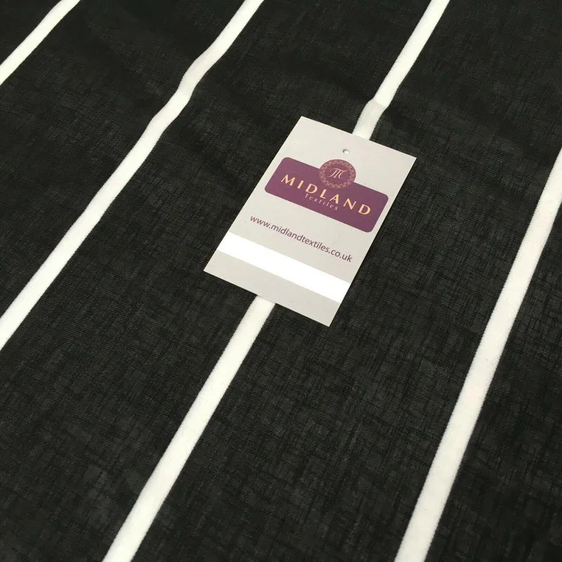 Black Stripped Georgette crepe Linen effect dress Fabric 150cm wide MK1095-10