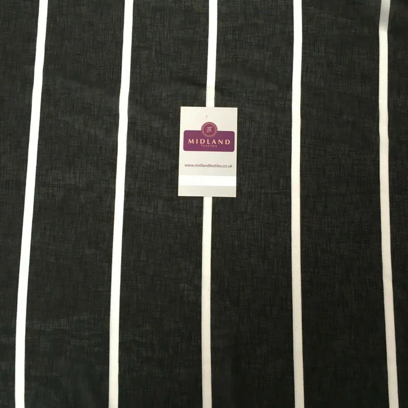 Black Stripped Georgette crepe Linen effect dress Fabric 150cm wide MK1095-10