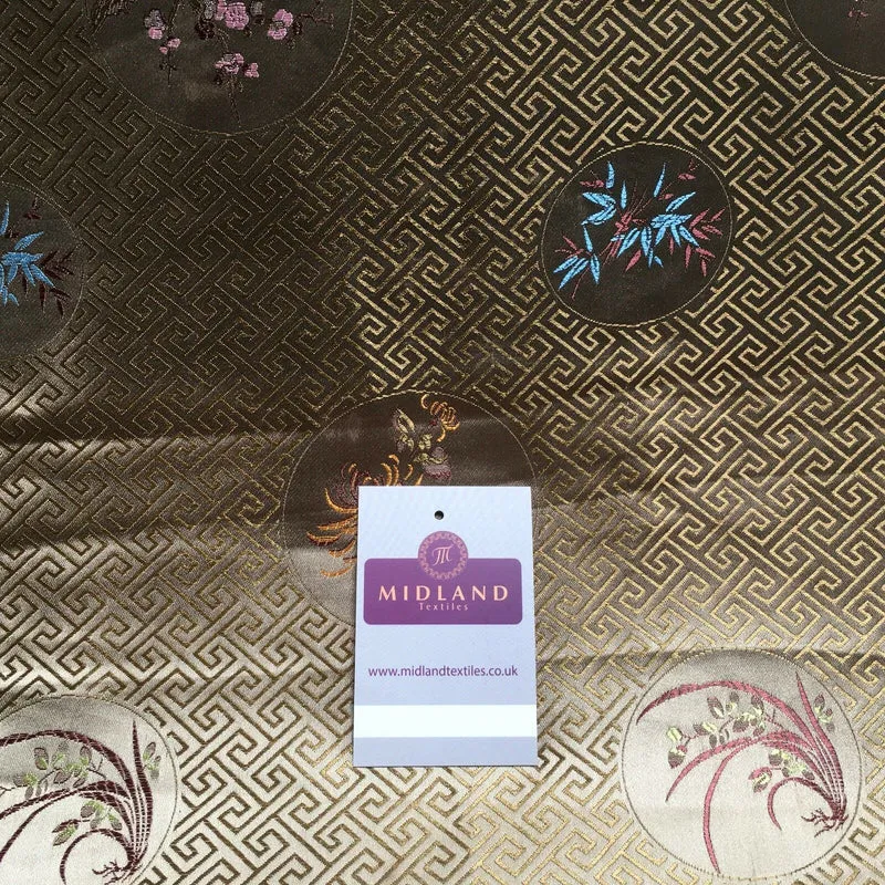 Greek Key Chinese brocade Silky Smooth Satin fabric 45" M663 Mtex
