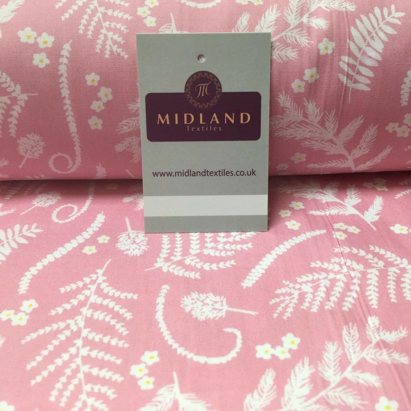 Pink and White Floral 100% Cotton Dress Fabric 110cm Wide MH1041 Mtex