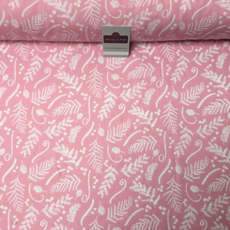 Pink and White Floral 100% Cotton Dress Fabric 110cm Wide MH1041 Mtex