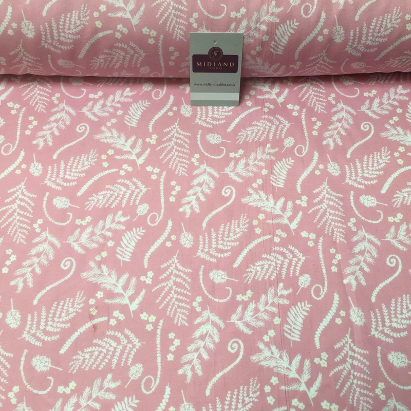 Pink and White Floral 100% Cotton Dress Fabric 110cm Wide MH1041 Mtex