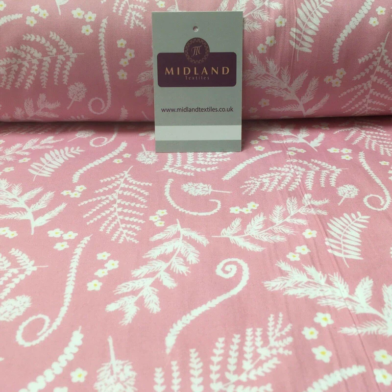 Pink and White Floral 100% Cotton Dress Fabric 110cm Wide MH1041 Mtex