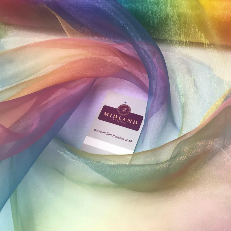 Rainbow Multicoloured Gradient Fantasia Organza fabric 150cm Wide MD1046