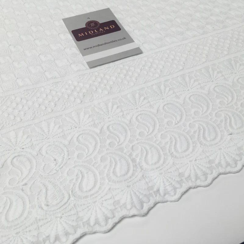 White on White Embroidery Cotton Rich Fabric Dressmaking 58" Wide M169