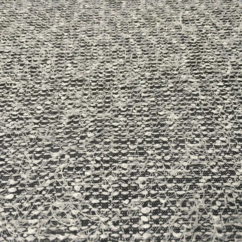 Black and White Hairy loose Thread knitted fabric 58" Wide MR997