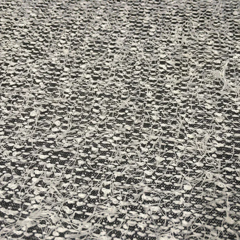 Black and White Hairy loose Thread knitted fabric 58" Wide MR997