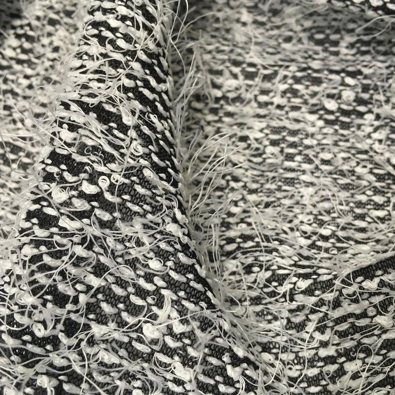 Black and White Hairy loose Thread knitted fabric 58" Wide MR997