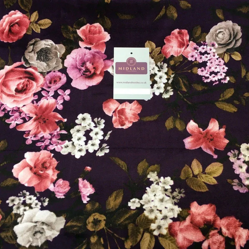 Vintage Floral Velvet Velour Stretch Printed dress fabric 55" Wide M991 Mtex