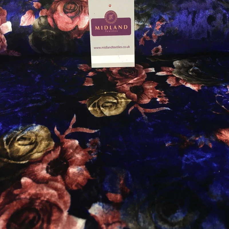 Vintage Floral Velvet Velour Stretch Printed dress fabric 55" Wide M991 Mtex