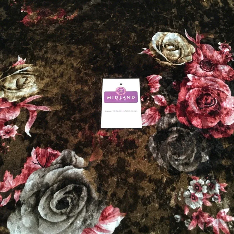 Vintage Floral Velvet Velour Stretch Printed dress fabric 55" Wide M991 Mtex