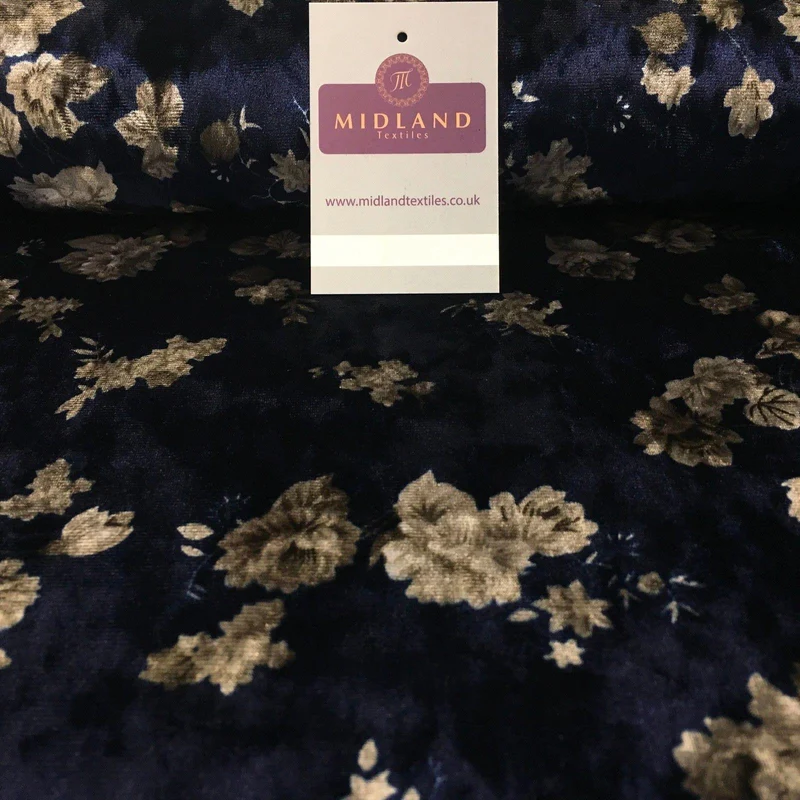 Vintage Floral Velvet Velour Stretch Printed dress fabric 55" Wide M991 Mtex