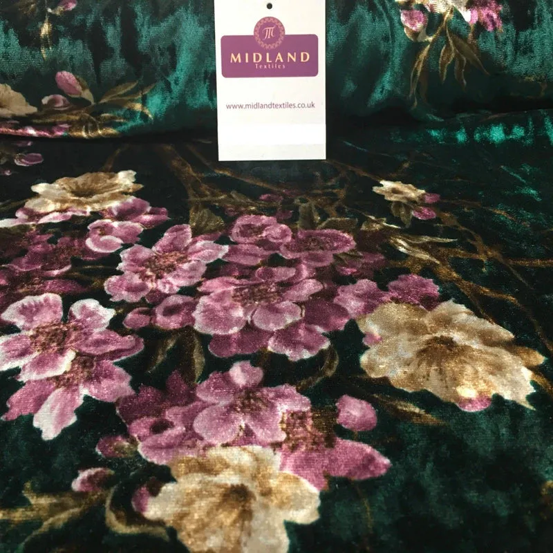 Vintage Floral Velvet Velour Stretch Printed dress fabric 55" Wide M991 Mtex