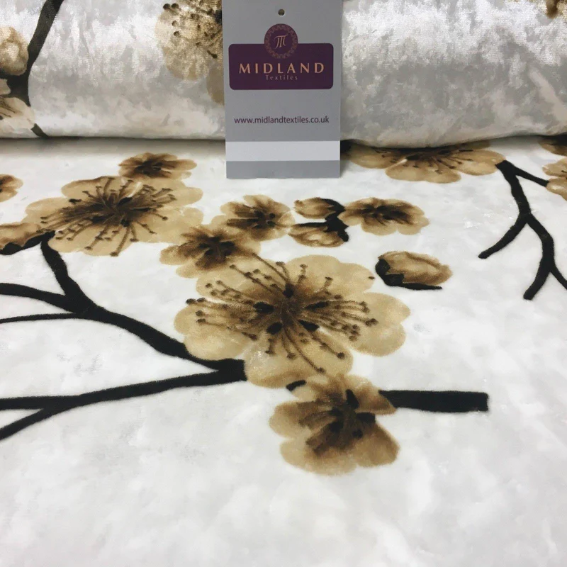 Vintage Floral Velvet Velour Stretch Printed dress fabric 55" Wide M991 Mtex