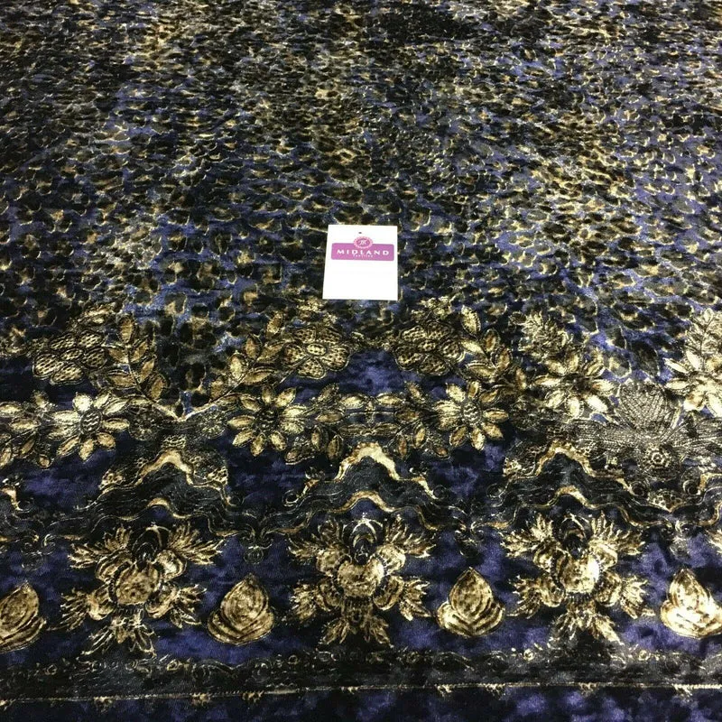 Vintage Floral Velvet Velour Stretch Printed dress fabric 55" Wide M991 Mtex