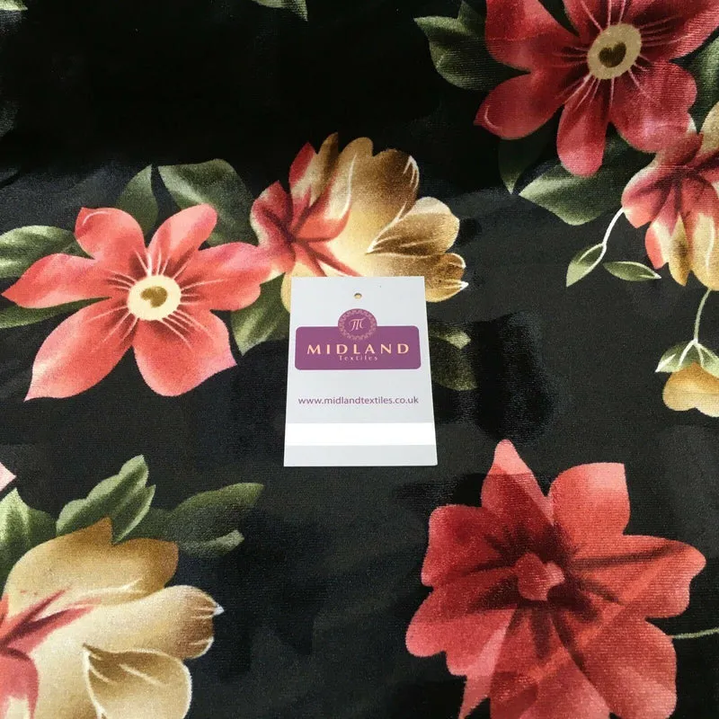 Vintage Floral Velvet Velour Stretch Printed dress fabric 55" Wide M991 Mtex