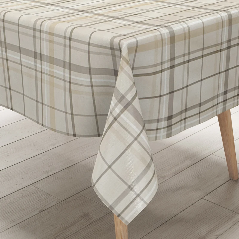 Wachstuch Tischdecke AK81 Karo kariert beige braun eckig rund oval