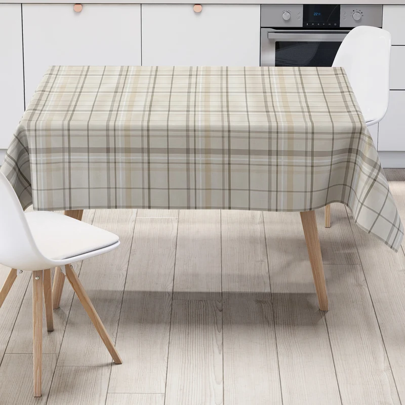 Wachstuch Tischdecke AK81 Karo kariert beige braun eckig rund oval